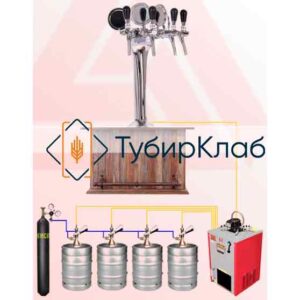 Комплект пивного оборудования на 4 сорта с колонной Кобра под хром