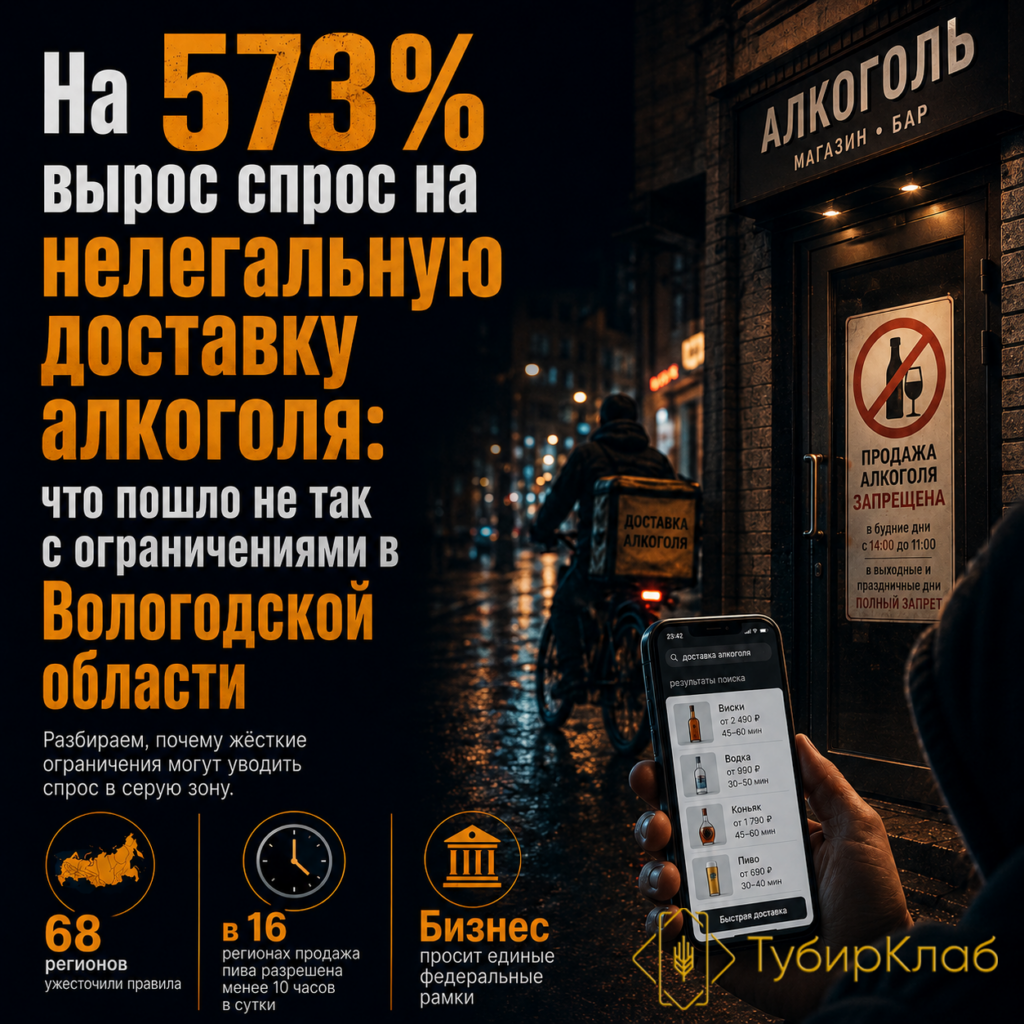На 573% вырос спрос на нелегальную доставку алкоголя что пошло не так с ограничениями в Вологодской области